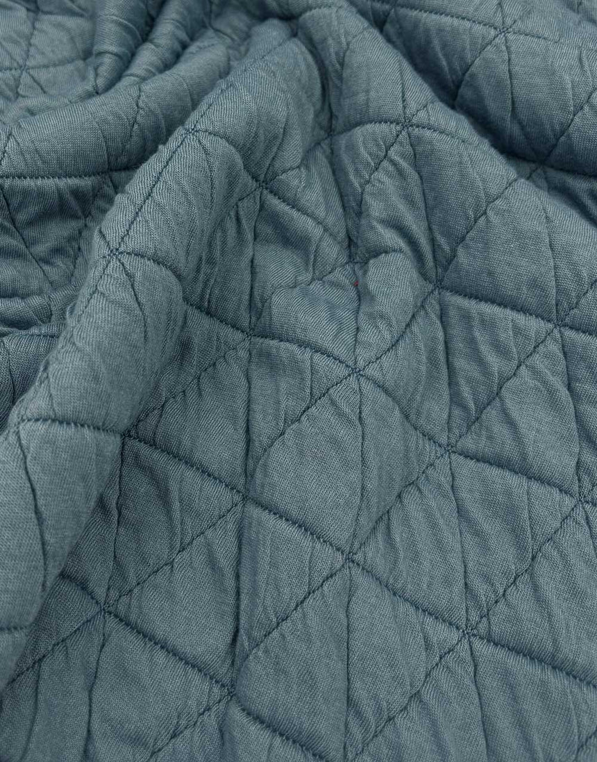 Remnant 1.55m - Steel Blue Quilted Jersey Triangle Fabric