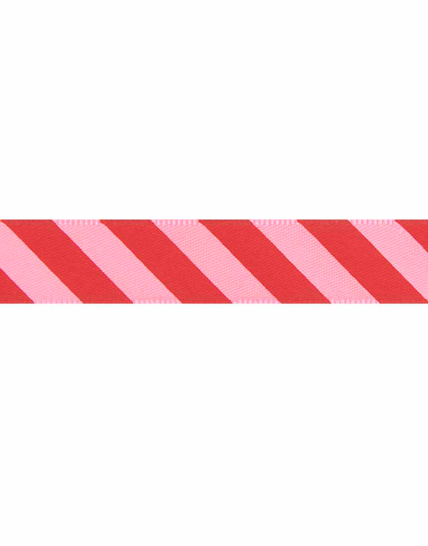 Neon Pink &  Red Candy Striped Ribbon, 3m