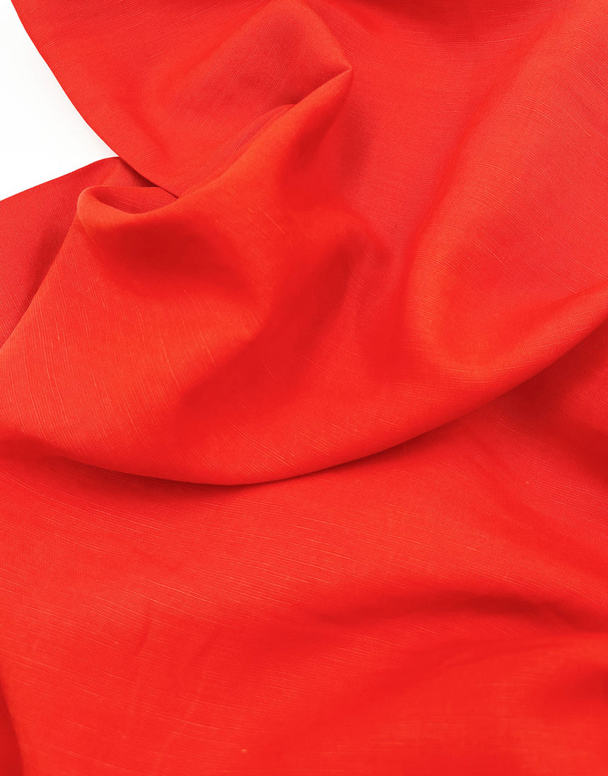 Bright Red Sanded TENCEL™ Lyocell & Linen Fabric