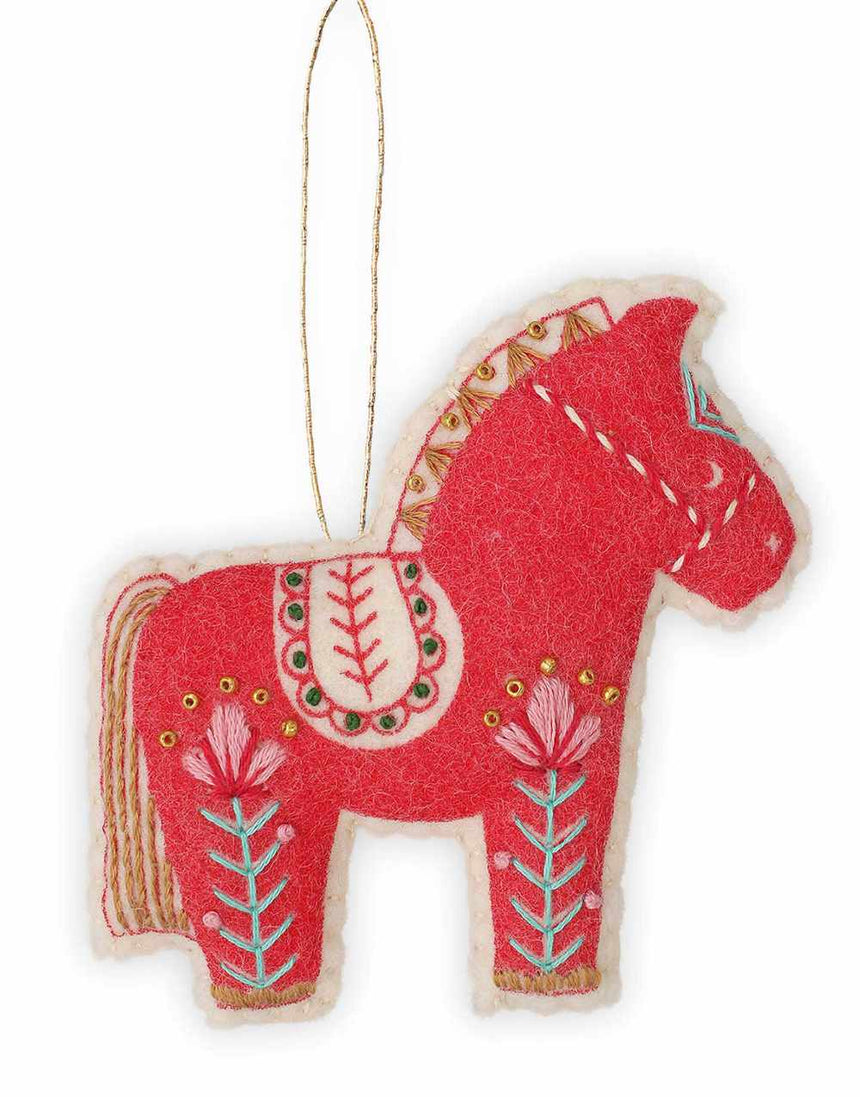 Trio of Folk Ornaments Embroidered Felt Craft Kit, Sewyeah