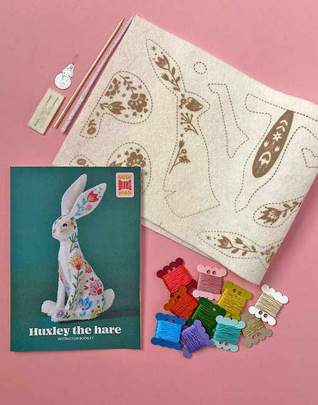 Flower Meadow Huxley the Hare Embroidered Felt Craft Kit, Sewyeah