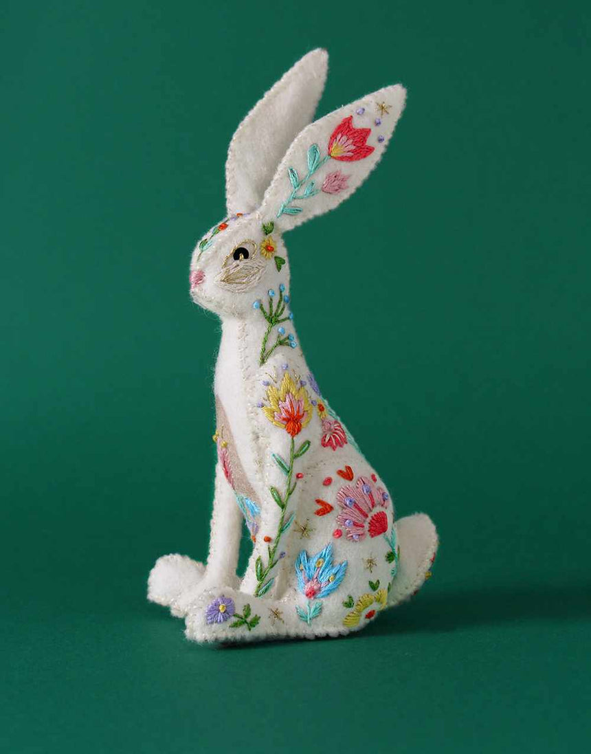 Flower Meadow Huxley the Hare Embroidered Felt Craft Kit, Sewyeah