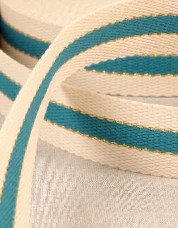 Metallic Stripe Cotton Webbing 30mm Wide