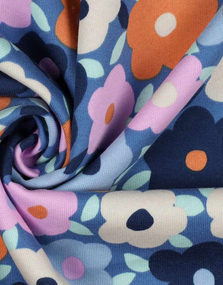 Blue Flowers Sweatshirting Jersey Fabric