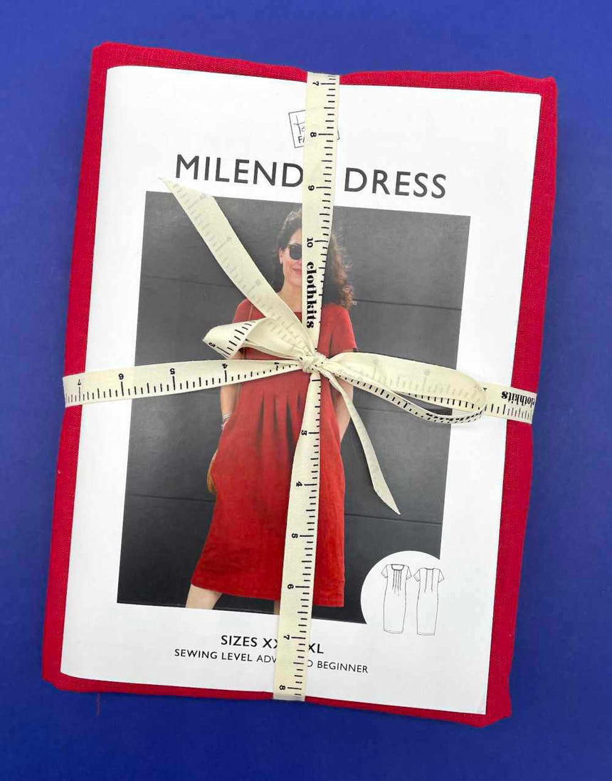 Clothkits Tessuti Kit Red Linen Milenda Dress, Dressmaking Kit, Tessuti 15393