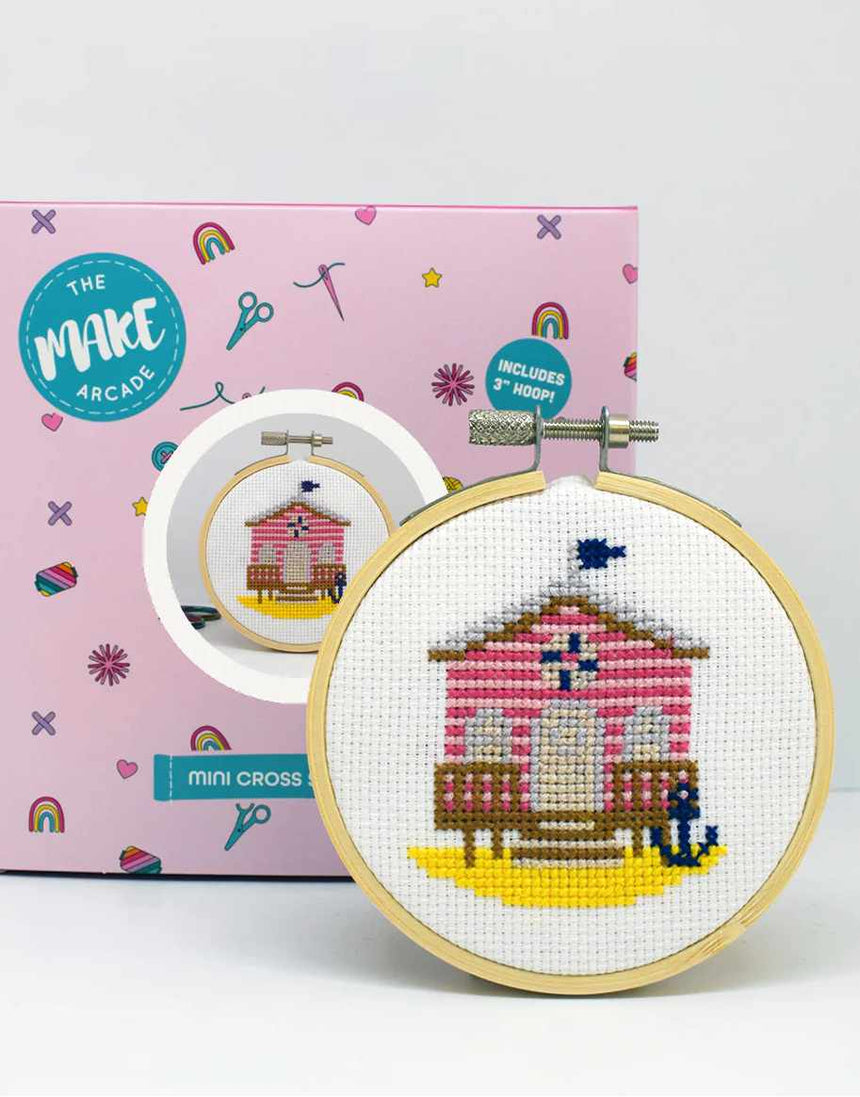 Beach Hut Mini Cross Stitch Kit, The Make Arcade