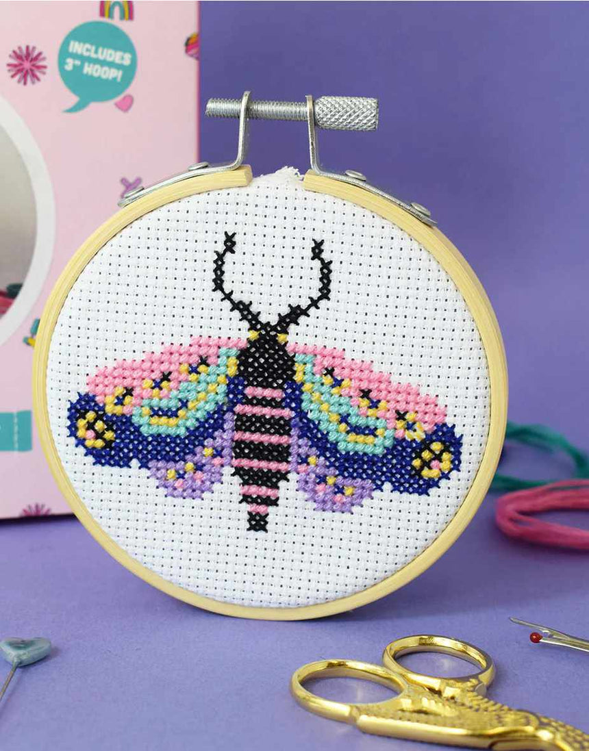 Magical Moth Mini Cross Stitch Kit, The Make Arcade