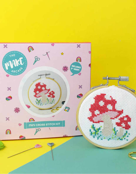 Toadstool Mini Cross Stitch Kit, The Make Arcade