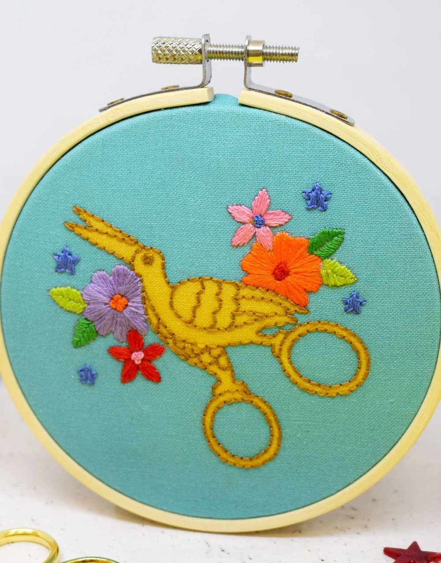 Stork Scissors Mini Embroidery Kit, The Make Arcade