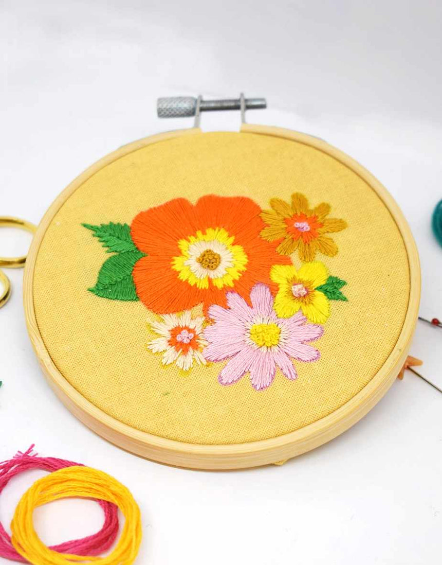 Seventies Floral Mini Embroidery Kit, The Make Arcade