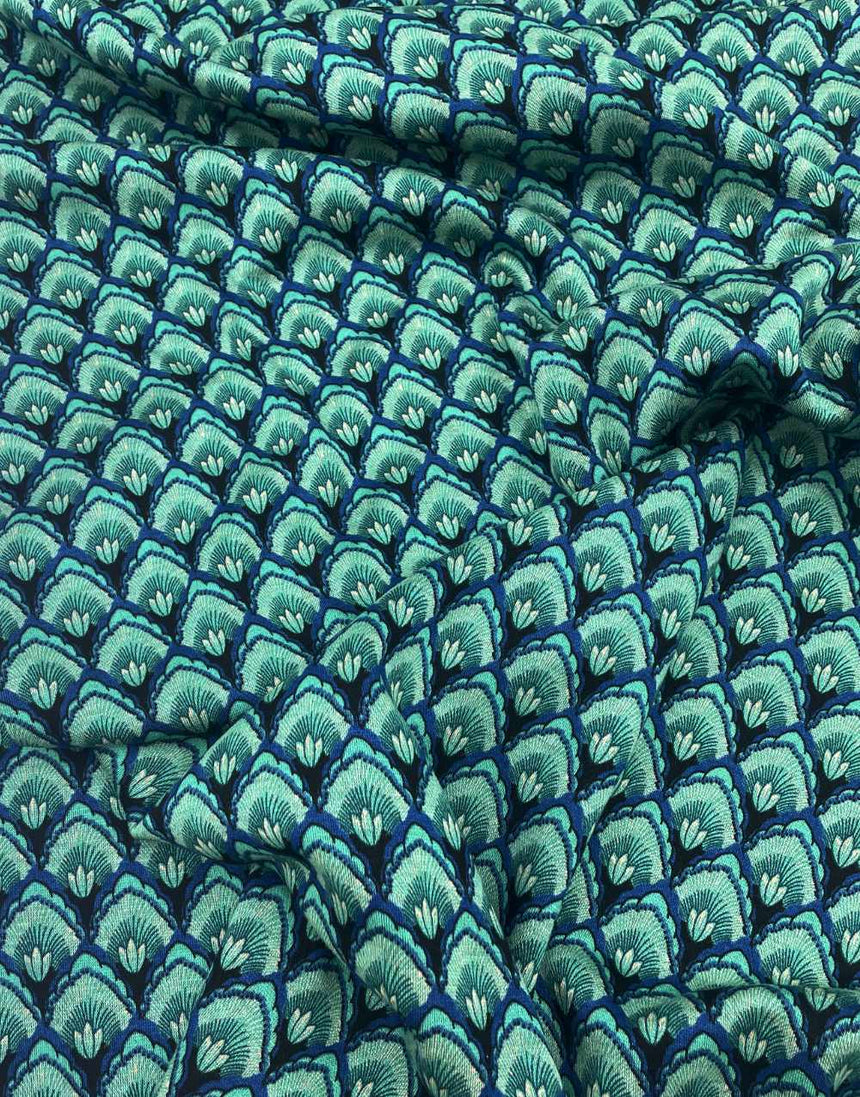 Petrol Roma Shell Viscose Stretch Fabric