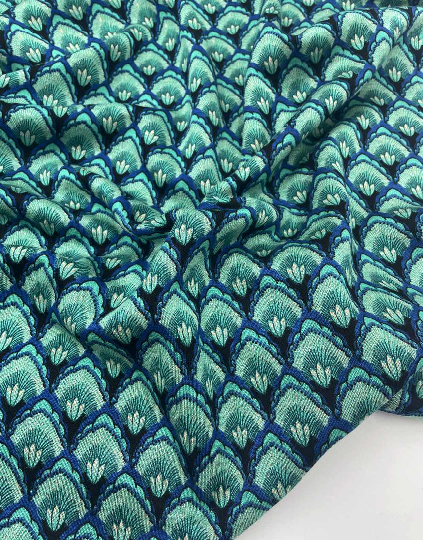 Petrol Roma Shell Viscose Stretch Fabric