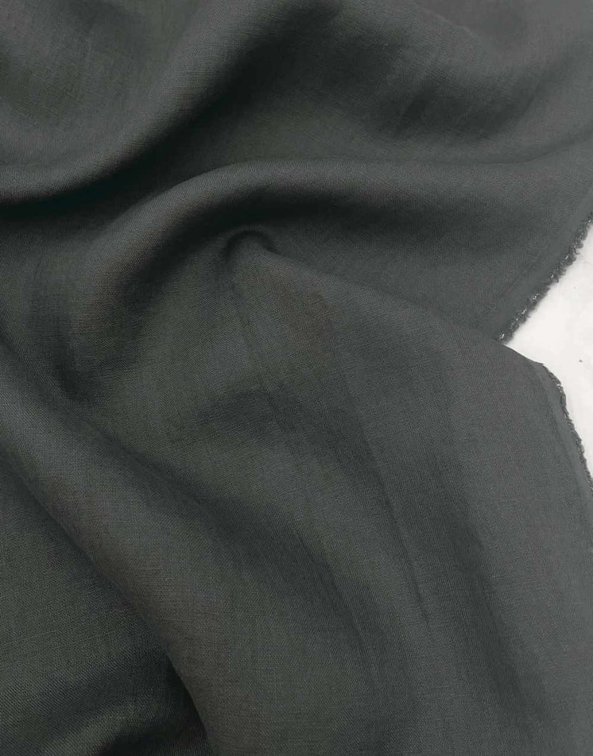 Remnant 1.65m - Anthracite Grey Washed Linen Fabric