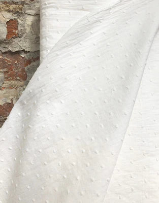 Remnant 1.25m - White Dobby Cotton, Swiss Knot Fabric