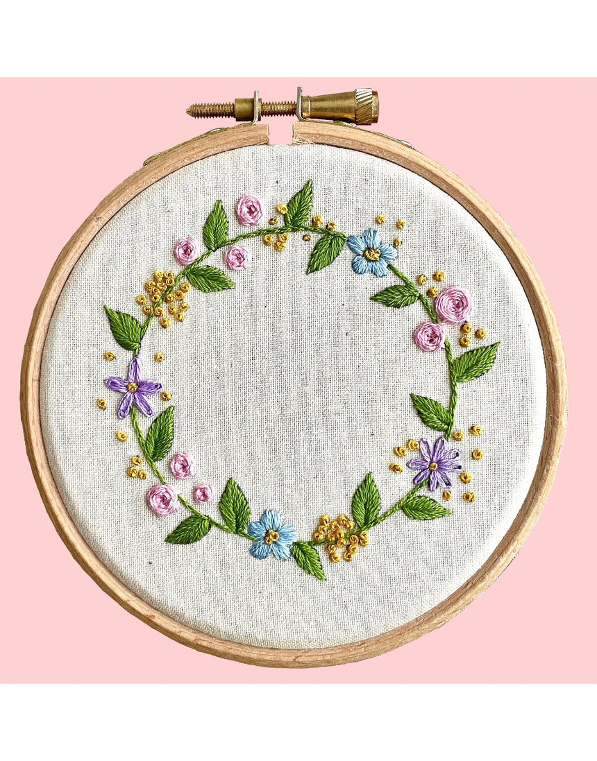 Floral Wreath Embroidery Kit, Wimperis Embroidery