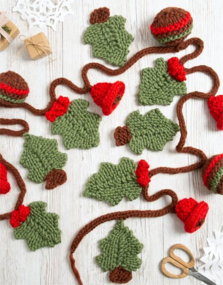 Christmas Tree Garland Knitting Kit, Wool Couture