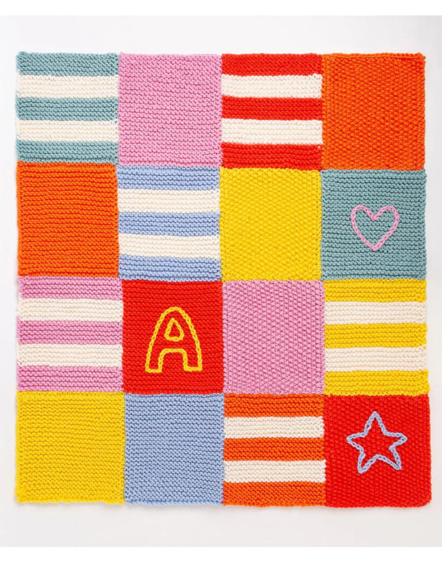 Bright Toddler Blanket Knitting Kit, Wool Couture