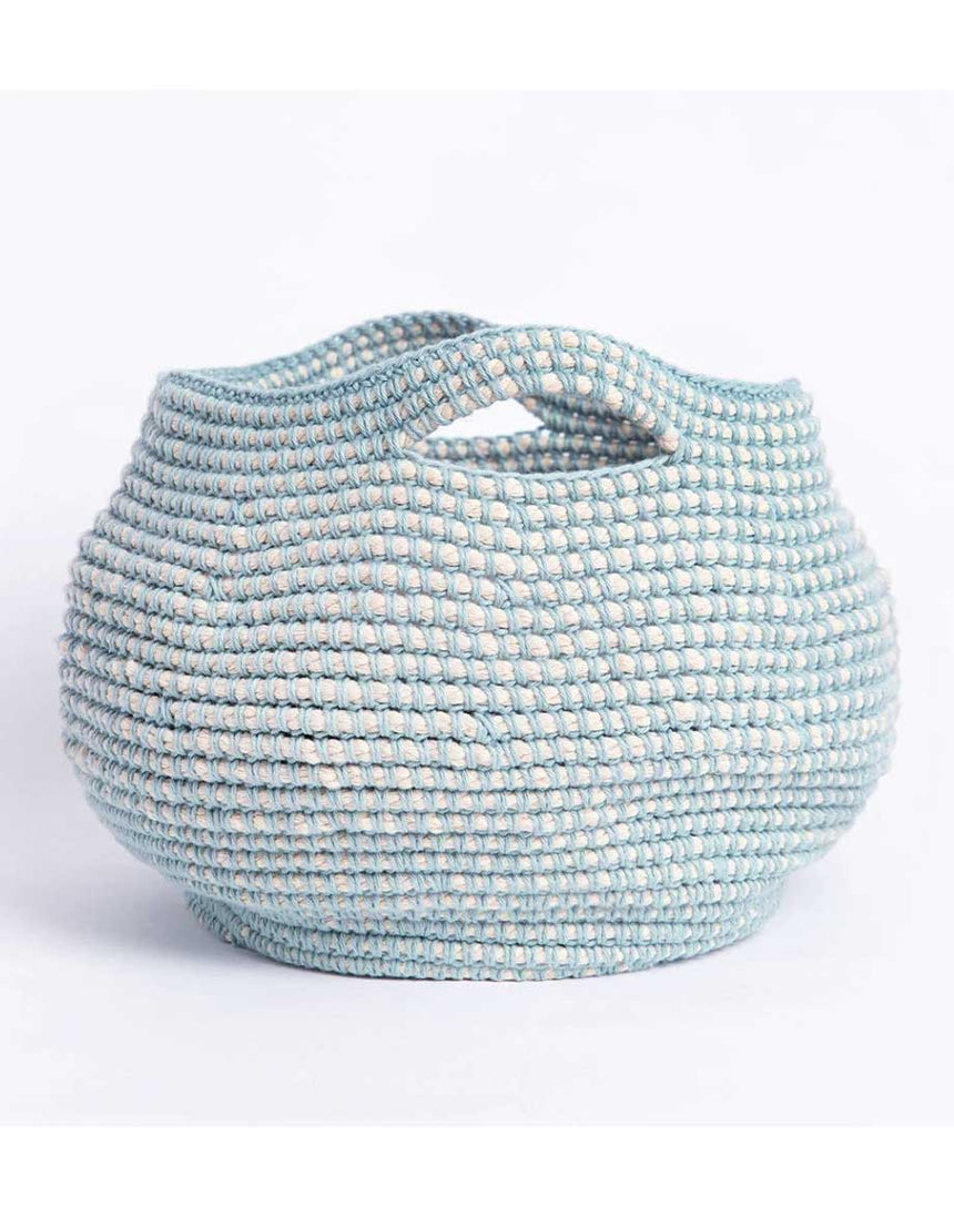 Blue & Cream Storage Basket Crochet Kit, Wool Couture