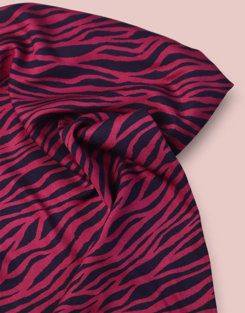 Fuchsia & Indigo Zebra EcoVero Viscose Twill Fabric, Mind the MAKER