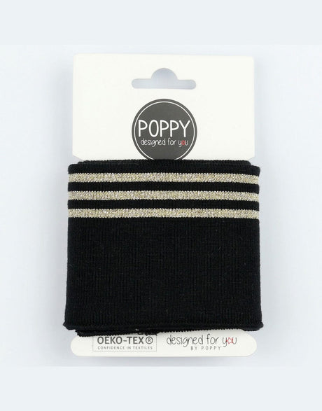 Not Specified Ribbing Black and Gold Triple Striped Cuffing by Poppy 10648