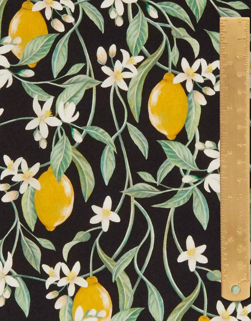 Liberty Fabrics Liberty Fabrics Belgravia Silk Satin AW22: The House of Liberty Liberty Fabrics Belgravia Silk Satin, Lemon Blossom A 13630