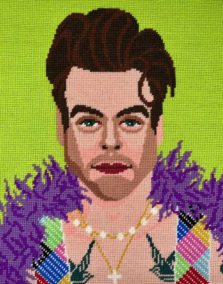 Harry Styles Needlepoint Printed Canvas Kit, Emily Peacock