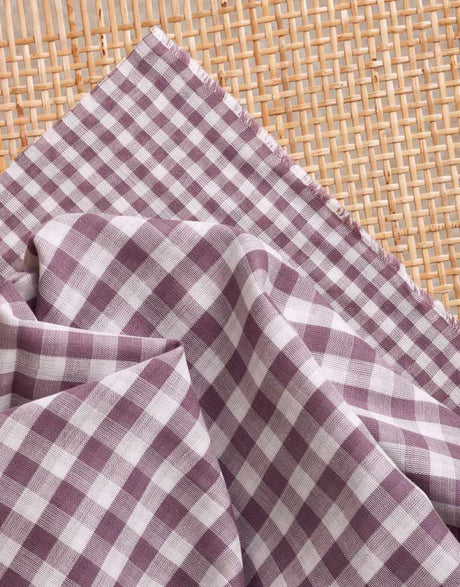 Atelier Brunette Double Gauze Purple / Gingham Divine Parma Double Sided Gingham Cotton Double Gauze, Atelier Brunette 14926