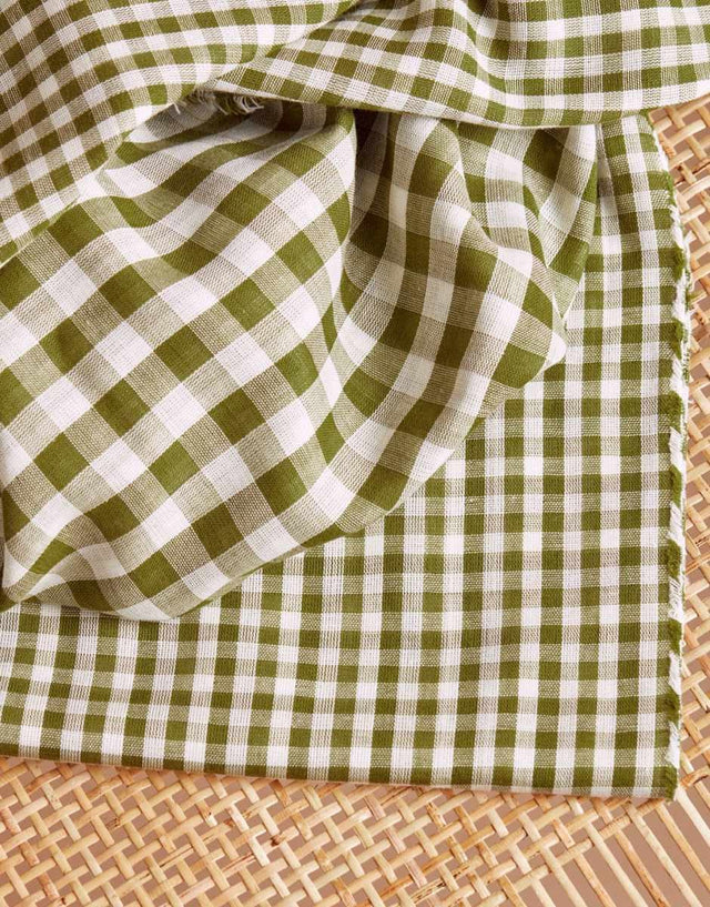 Atelier Brunette Double Gauze Green / Gingham Matcha Leaf Double Sided Gingham Cotton Double Gauze, Atelier Brunette 14927