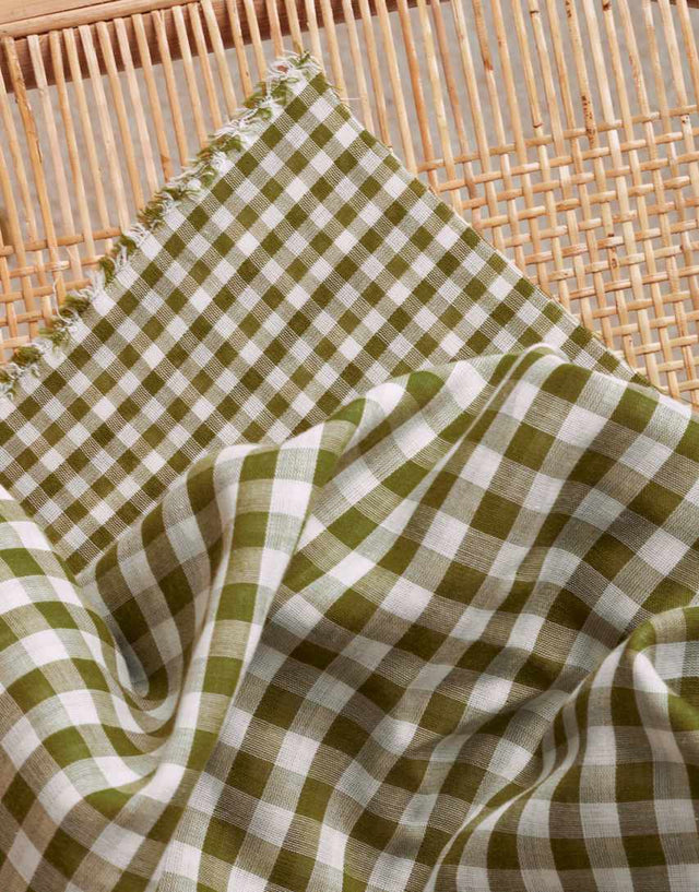 Atelier Brunette Double Gauze Green / Gingham Matcha Leaf Double Sided Gingham Cotton Double Gauze, Atelier Brunette 14927