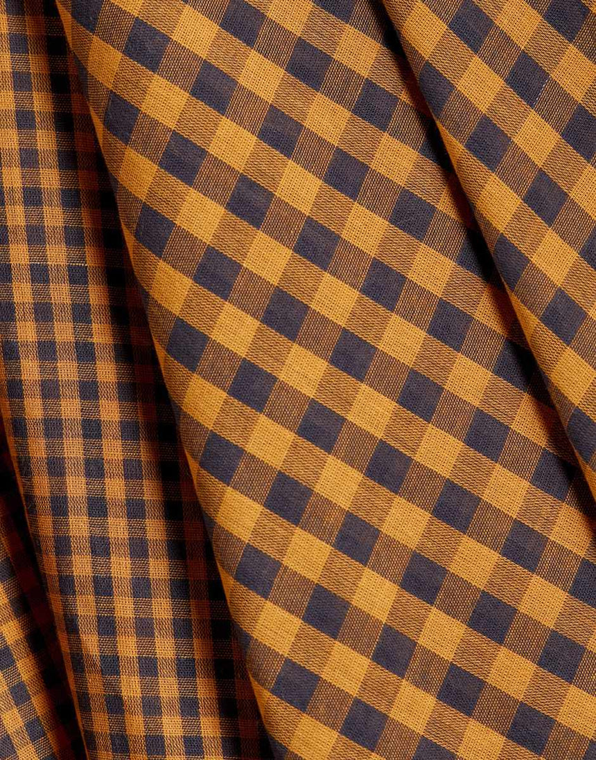 Ochre Night Double Sided Gingham Cotton Double Gauze Fabric, Atelier Brunette