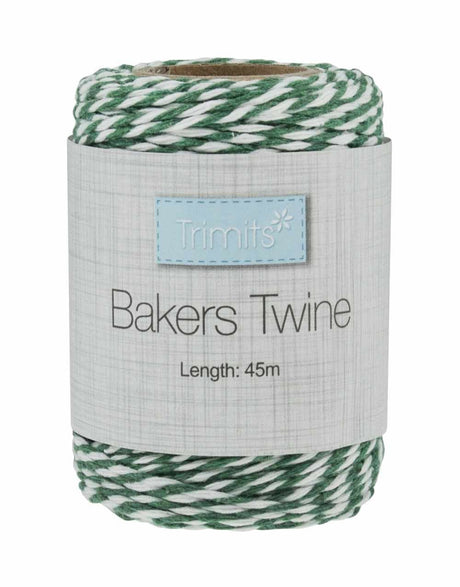 Not Specified Ribbon & Trimming Green & White Bakers Twine, 45m Roll 5022306796420