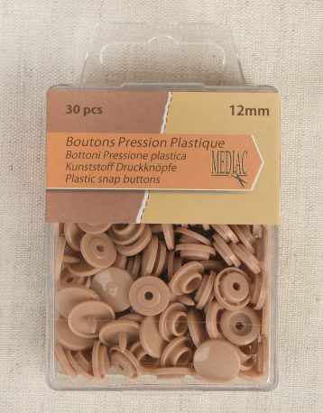 Not Specified Buttons Beige Plastic Snap Buttons 12mm, Box of 30 pieces 3589721301711 3589721301711