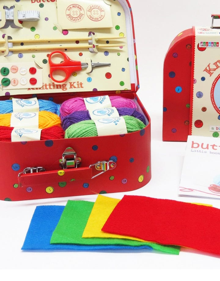 Buttonbag Children's Craft Kits Children's Learn to Knit Suitcase Kit, Buttonbag 5060304350039 5060304350039