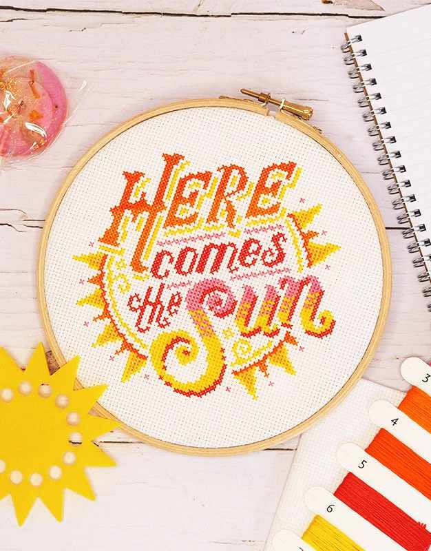 Here Comes the Sun Cross Stitch Kit, Caterpillar Cross Stitch