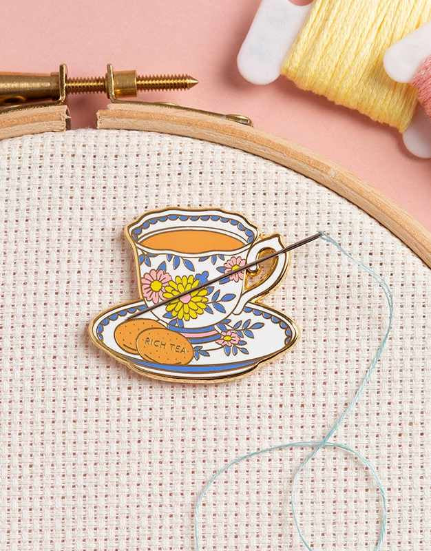 Teacup Magnetic Needle Minder, Caterpillar Cross Stitch