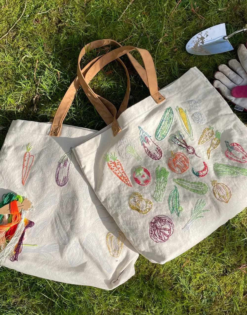 Chasing Threads Embroidery Stitch Your Vegetables Tote Bag, Chasing Threads 7141148594914