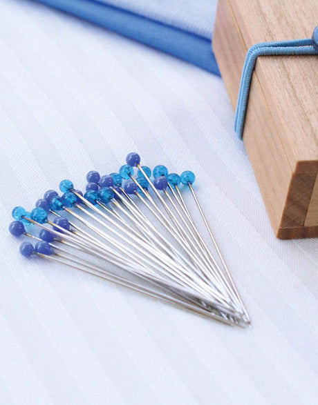 Cohana Pins Blue Glass Sewing Pins in a Cherry-Wood Box, Cohana 4972440452090 4972440452090