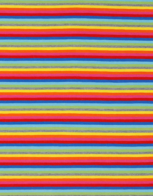 Not Specified Cotton Jersey Multicolour / Stripes Rainbow Stripe Cotton Jersey Fabric 14173