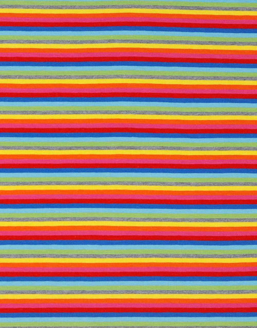 Not Specified Cotton Jersey Multicolour / Stripes Rainbow Stripe Cotton Jersey Fabric 14173