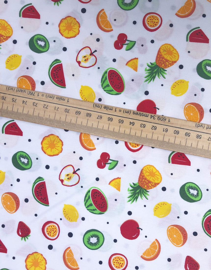 Not Specified Cotton Poplin White / Floral White Fruit Salad Printed Cotton Poplin Fabric 10788