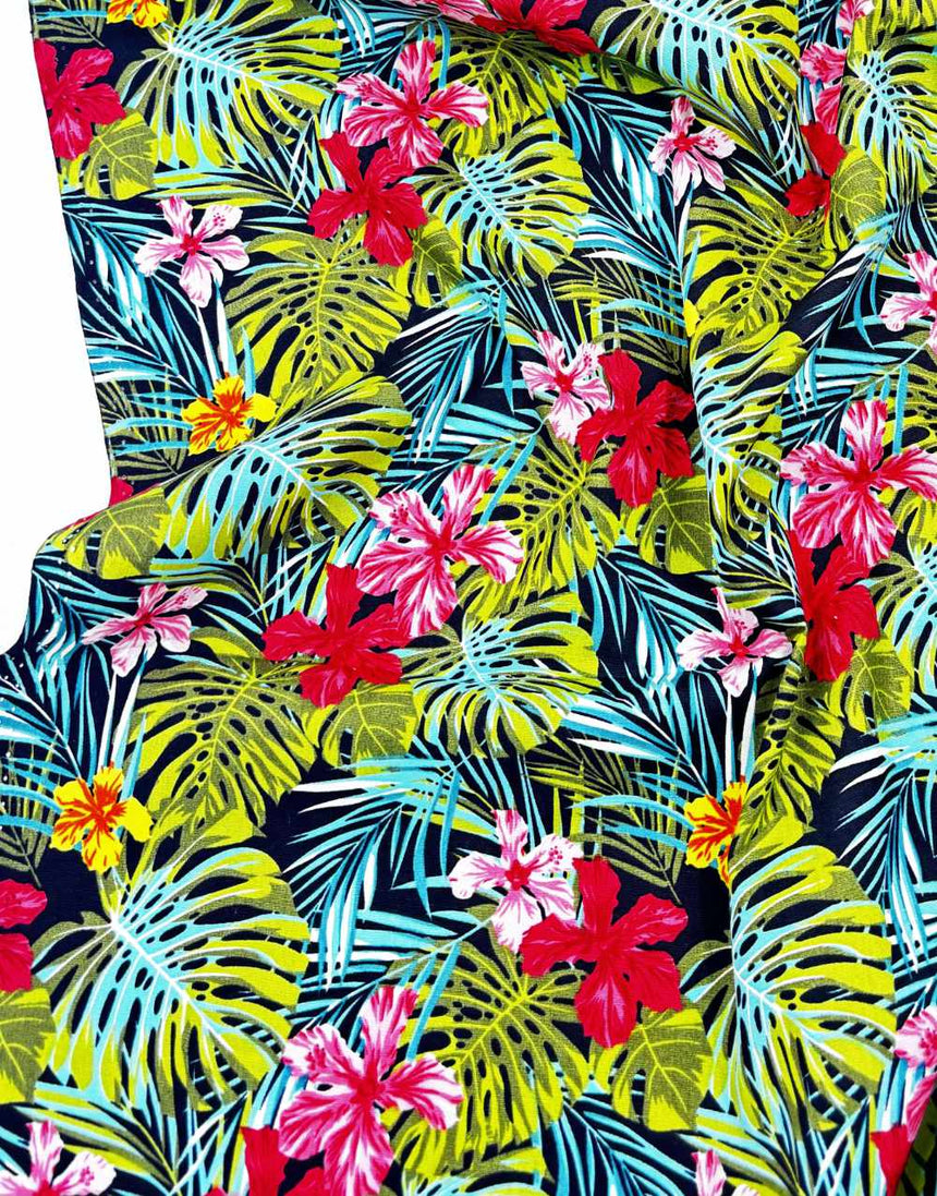 Large Tropical Printed Cotton Poplin Fabric