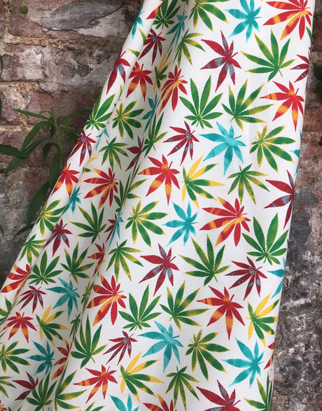 Not Specified Cotton Poplin Green / Floral Colourful Tropical Leaves Printed Cotton Fabric 40004