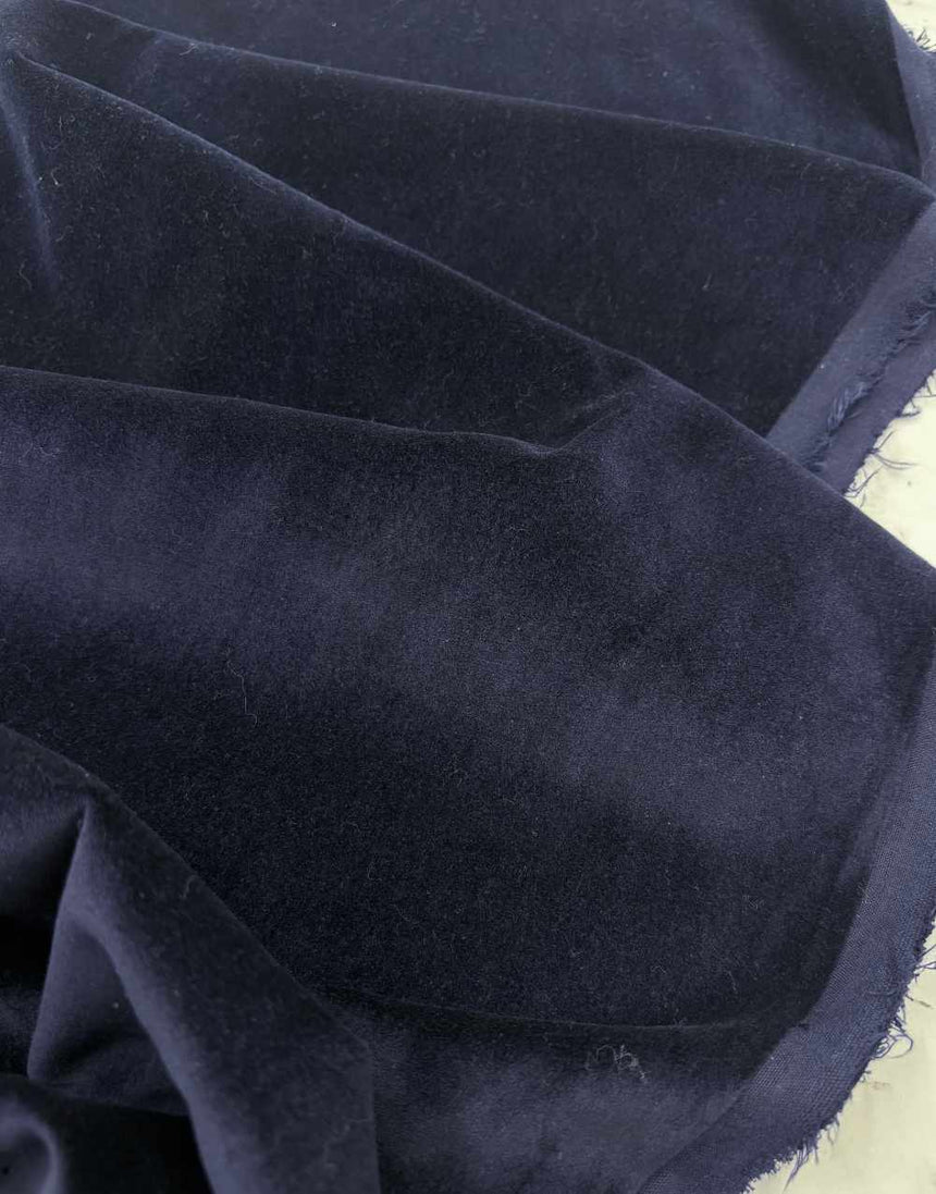 Navy Cotton Velvet Fabric