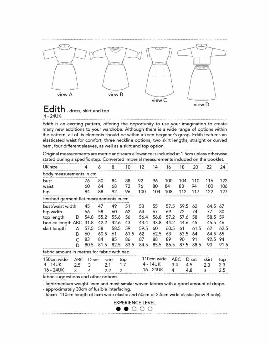 Dhurata Davies Dresses Edith Dress, Skirt and Top Sewing Pattern, Dhurata Davies 13199