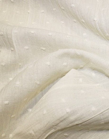 Not Specified Dobby Cotton White / Plain Ivory Dobby Cotton, Swiss Knot Fabric 05738.003-0012