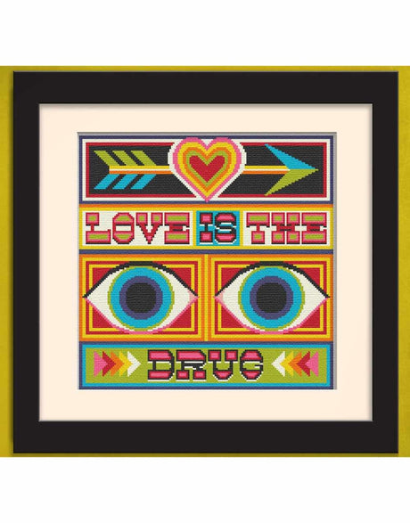 Emily Peacock Cross Stitch Love is the Drug, Emily Peacock Counted Cross Stitch Kit 15304