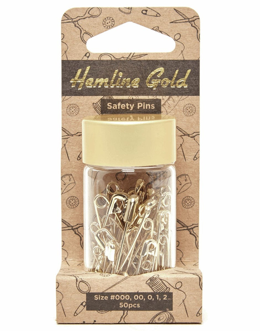 Hemline Gold Pins Gold Safety Pins Assorted Sizes in Glass Tube, Hemline Gold 9317385314372 9317385314372