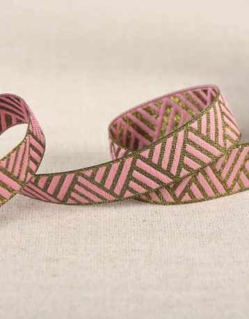 Not Specified Metallic Ribbon Rose Pink & Gold Metallic Geometric Ribbon 15mm 15710