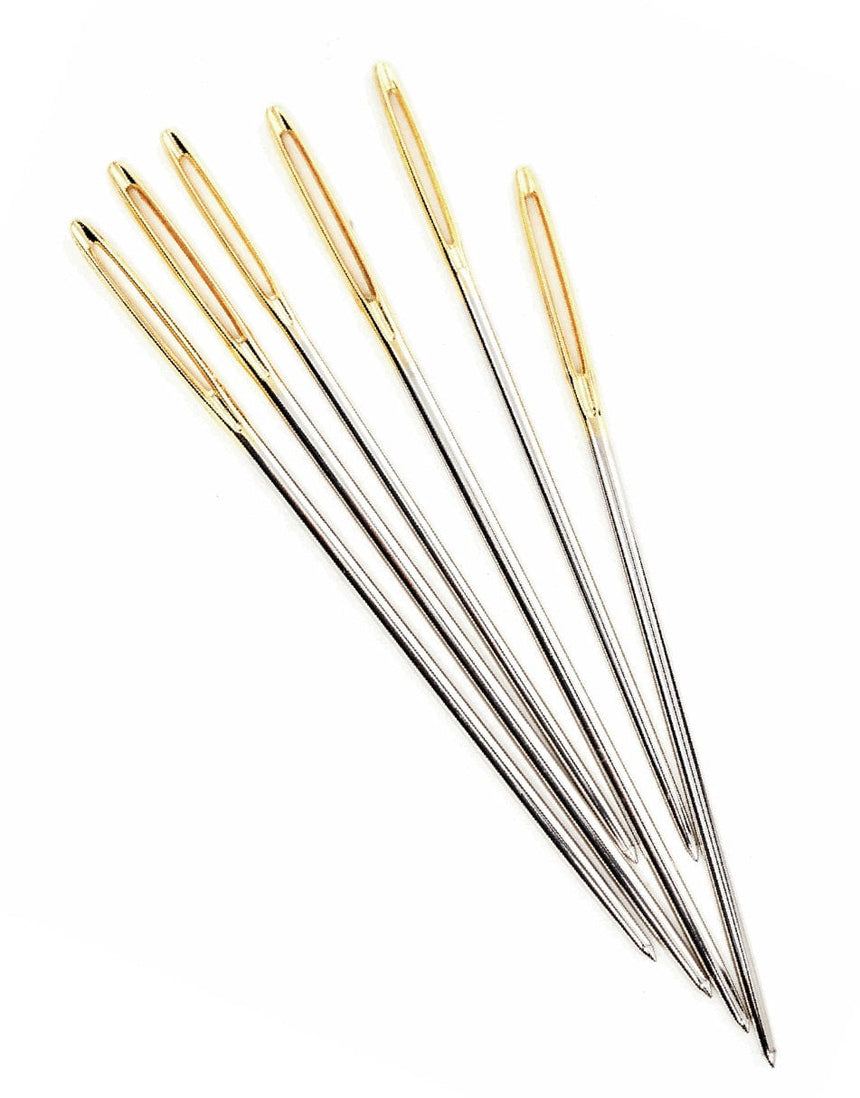 Hemline Gold Needles Tapestry Hand Sewing Needles in Glass Tube #18, 19, 22, Hemline Gold 9317385314303 9317385314303