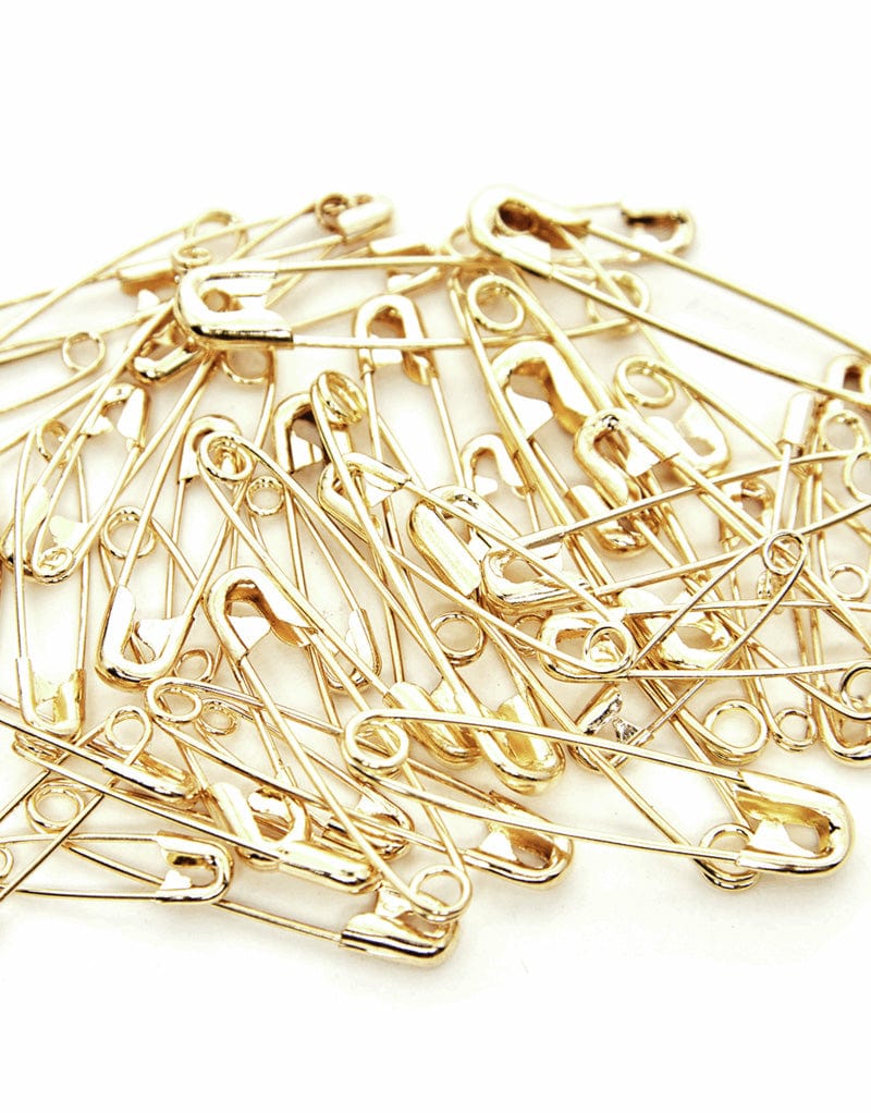 Hemline Gold Pins Gold Safety Pins Assorted Sizes in Glass Tube, Hemline Gold 9317385314372 9317385314372